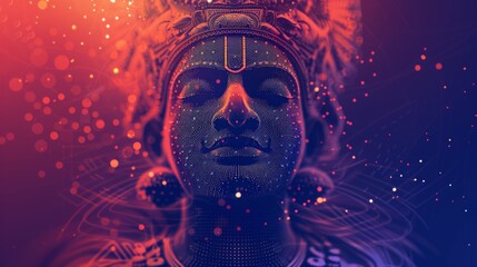 Illustration of Lord Krishna in a colorful and artistic style