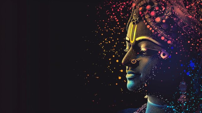 Illustration of Lord Krishna in a colorful and artistic style