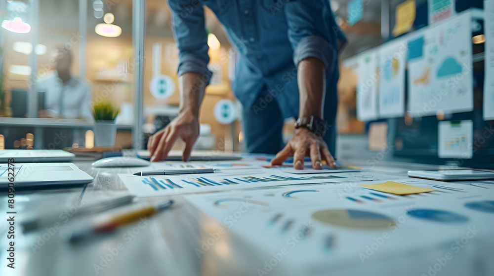 Poster founder collaborating with development team to bring innovative features to market: photo realistic 
