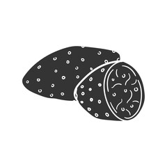 Prickly Pear Icon Silhouette Illustration. Exotic Food Vector Graphic Pictogram Symbol Clip Art. Doodle Sketch Black Sign.