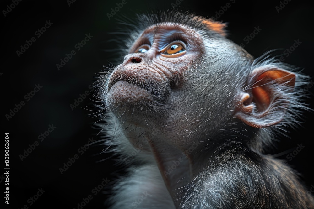 Poster this image captures the intricate details and textures of monkey fur with a focus on the patterns an