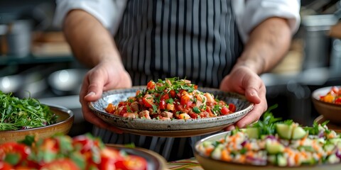 Obraz premium Cooking Class Focused on Ethnic Cuisines Celebrating Diversity and Acceptance