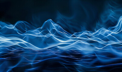 3d illustration of abstract background with waves and lines in blue colors.