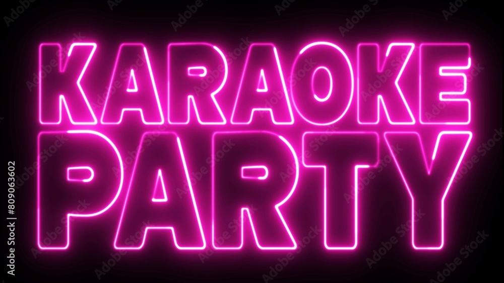 Poster karaoke party text font with neon light. luminous and shimmering haze inside the letters of the text