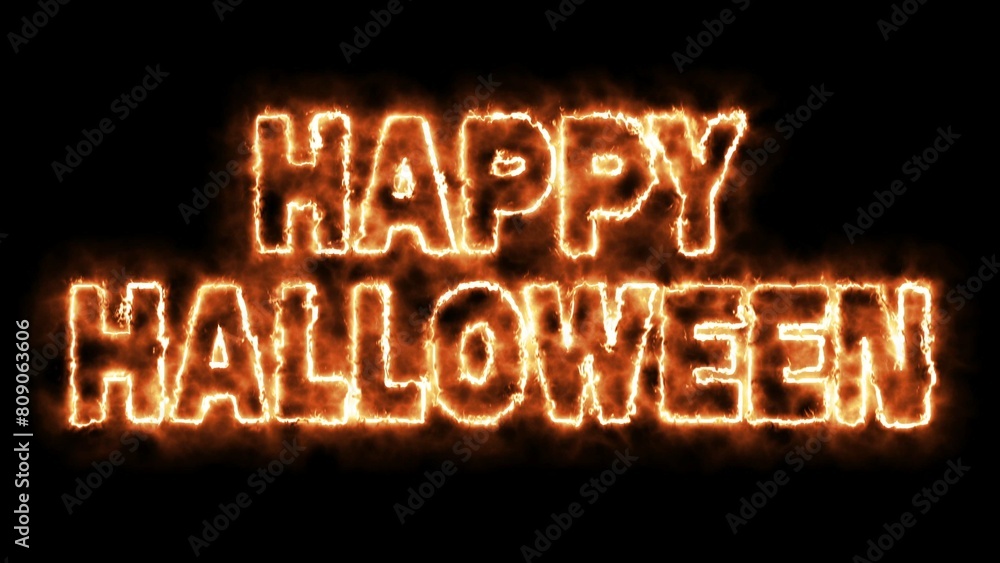 Poster happy halloween text font with light. luminous and shimmering haze inside the letters of the text ha