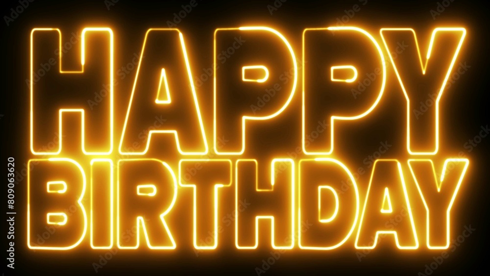 Poster happy birthday text font with light. luminous and shimmering haze inside the letters of the text hap