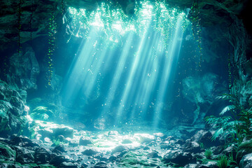 Ethereal Light Show in Submerged Sanctum
