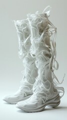 Ethereal and Ghostly Wide width Shoes Conceptual 3D Rendered Fashion Design