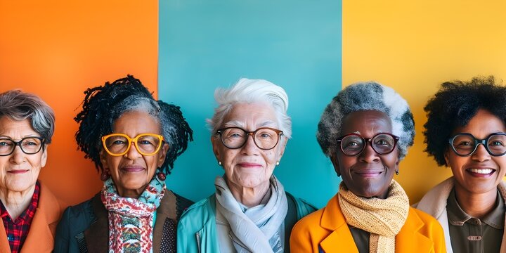 Diverse group of smiling senior adults embracing technology and digital learning to bridge the divide and foster a more connected inclusive and