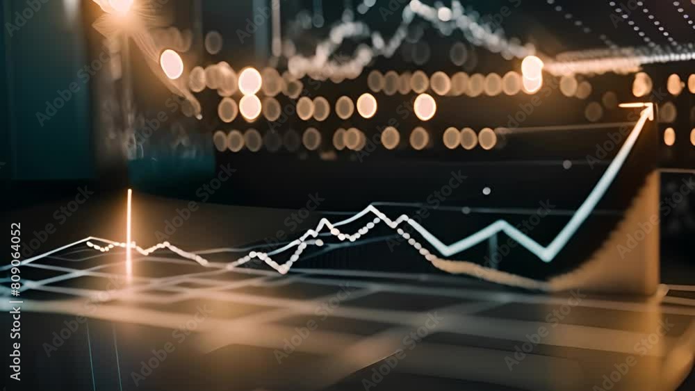 Poster line graph displayed on table with blurry background generative ai