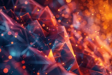 digital ai illustration made of glowing 3d triangular polygons