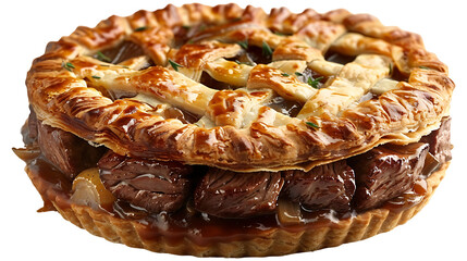 Fresh tasty meat pie on a transparent background