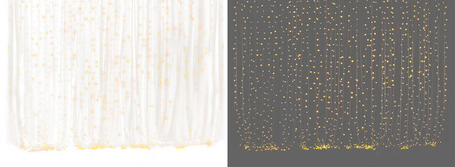 Fototapeta premium Christmas lights isolated realistic. Glowing garlands on transparent background. Realistic luminous elements. Garland string. Bright light bulbs for poster, card, brochure. 