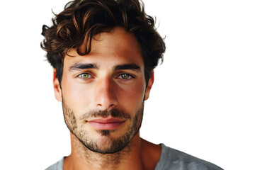 Fototapeta premium Portrait of handsome brunette man on isolated transparent background