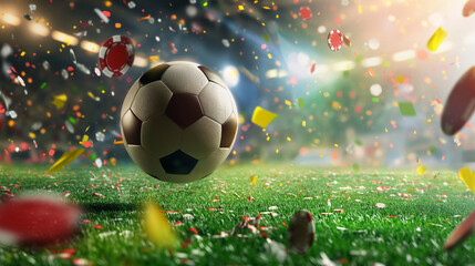 Fototapeta premium Celebration on the Soccer Field. Generative AI