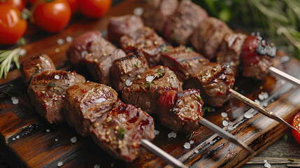 Succulent Beef Kebabs on Sticks A Photo Guide to Fresh and Flavorful Grilled Skewer Meat.