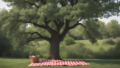 An icon of a tree with a picnic blanket spread ben upscaled 6