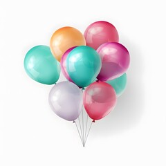 Colorful balloons isolated on white background. Generative AI.