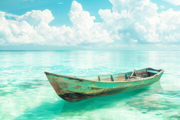 Serene Boat Gliding on Tranquil Waters