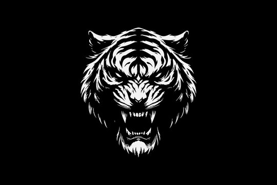 illustration of tiger with dark art vector template