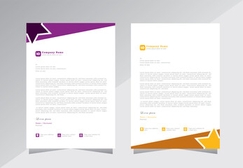 Letterhead design for project, letter head design templates. a4 letterhead template with purple and yellow color - vector eps 10