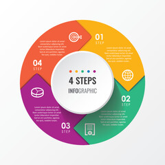 Four Options Steps Circle Infographic Template Design