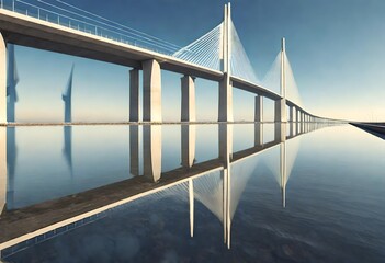 Obraz premium bridge over the river at sunset