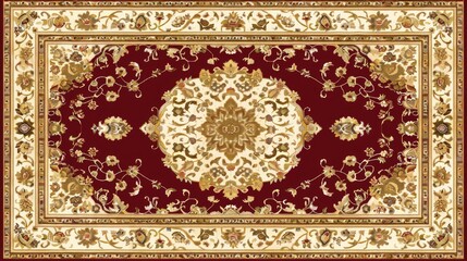 Naklejka premium detailed oriental carpet design with complex patterns