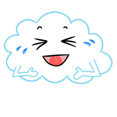 Cartoon of laughing white cloud