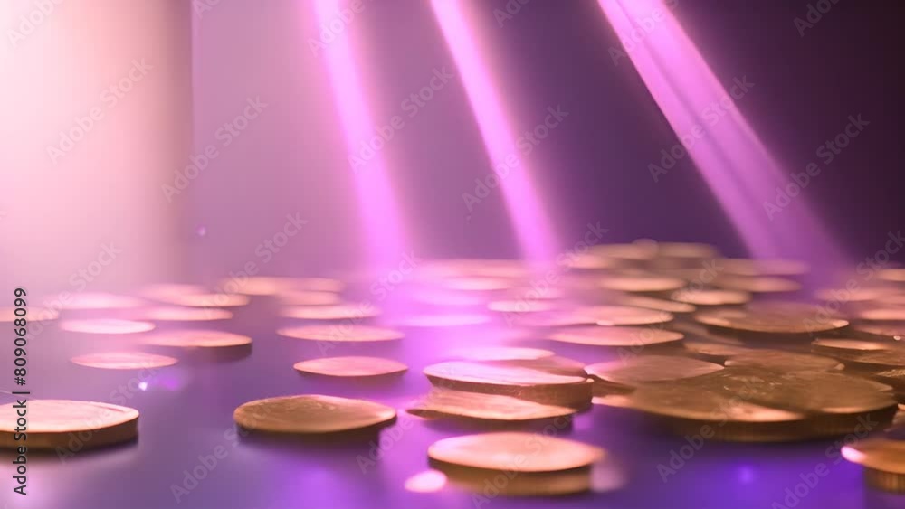 Poster two bitcoins resting on top of a stack of coins generative ai