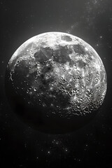 Elegant Detailed Moon Surface in Starry Night, Generative AI