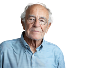 portrait of a senior man standing on isolated transparent background