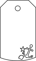 Tag with sea motif, summer design.