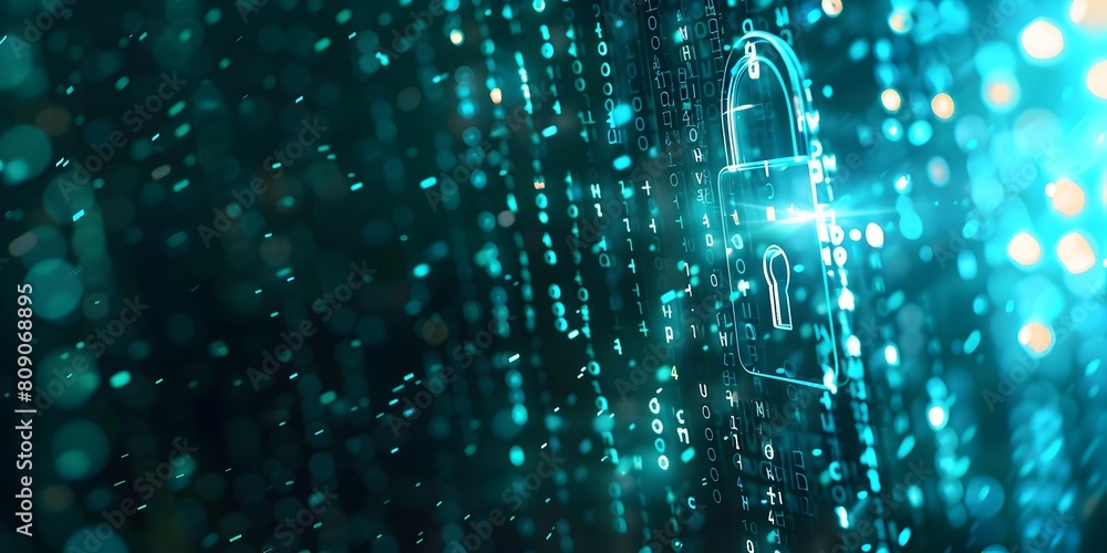 Poster encryption software protecting sensitive corporate data security and safety concept copy space