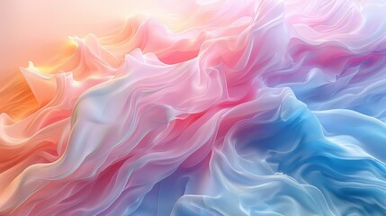 Fototapeta premium A 3D rendered soft pastel gradient background, blending from blush pink to serene blue, creating a soothing aesthetic for reflection.