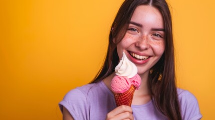 A Young Woman Enjoying Ice Cream