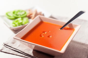Andalusian tomato gazpacho with ingredients