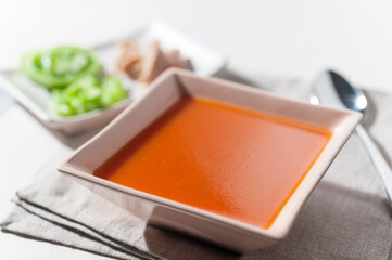 Gazpacho Andalusian tomato with cucumber and green pepper