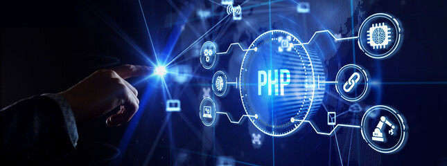 Business, Technology, Internet and network concept. PHP abbreviation. Modern technology concept.