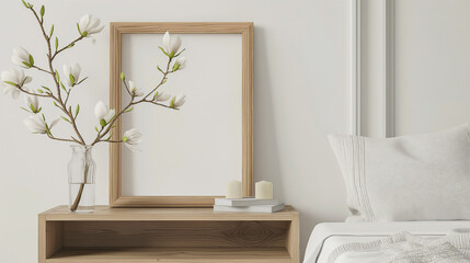 quadro em branco mockup com um vaso de planta ao lado - wallpaper