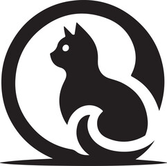 Create Cat logo vector, silhouette style and white background.