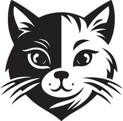 Create Cat logo vector, silhouette style and white background.