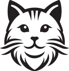 Create Cat logo vector, silhouette style and white background.