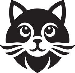 Create Cat logo vector, silhouette style and white background.