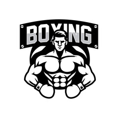 BOXING FIGHT CLUB ILLUSTRATION VECTOR LOGO