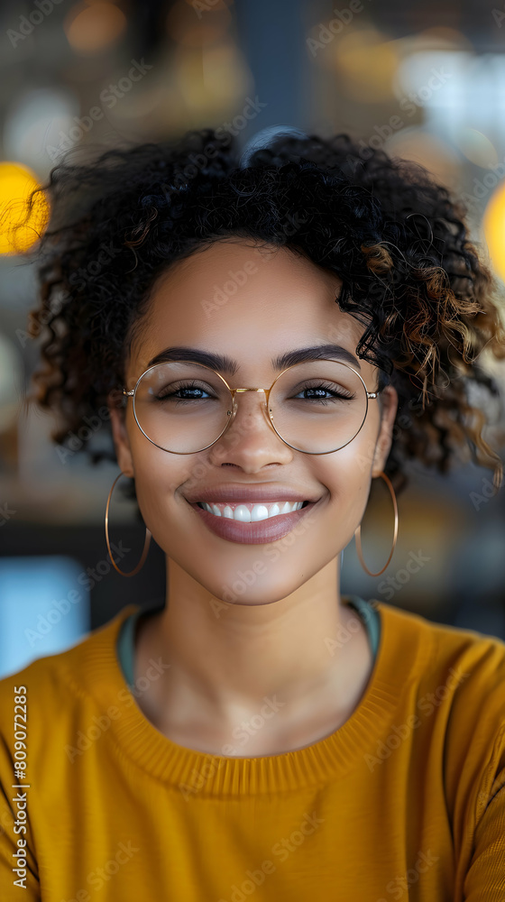 Poster enhancing customer satisfaction: photo realistic smiling customer interacting with support agent, em