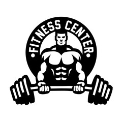 FITNESS CENTER ILLUSTRATION VECTOR LOGO