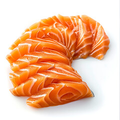 Sliced ​​Salmon isolated on white background, Salmon Fillet isolated on white background With work path.