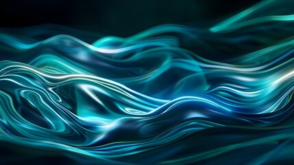 Flowing Waves of Neon Brilliance in Tranquil Turquoise and Aqua Hues