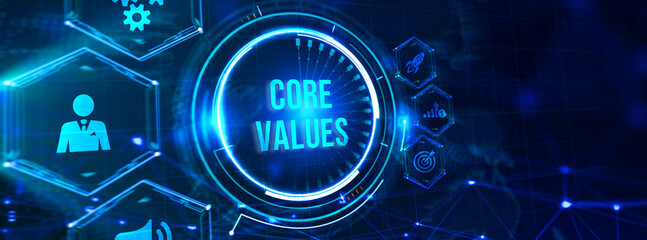 Business, Technology, Internet and network concept. Core values responsibility ethics goals company concept. 3d illustration